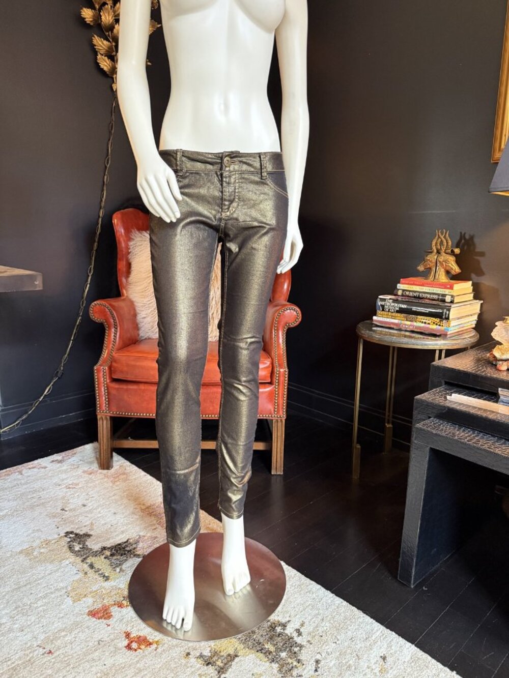 MUDD Gold Wax Coated Low Rise Skinny Jeans Size 7